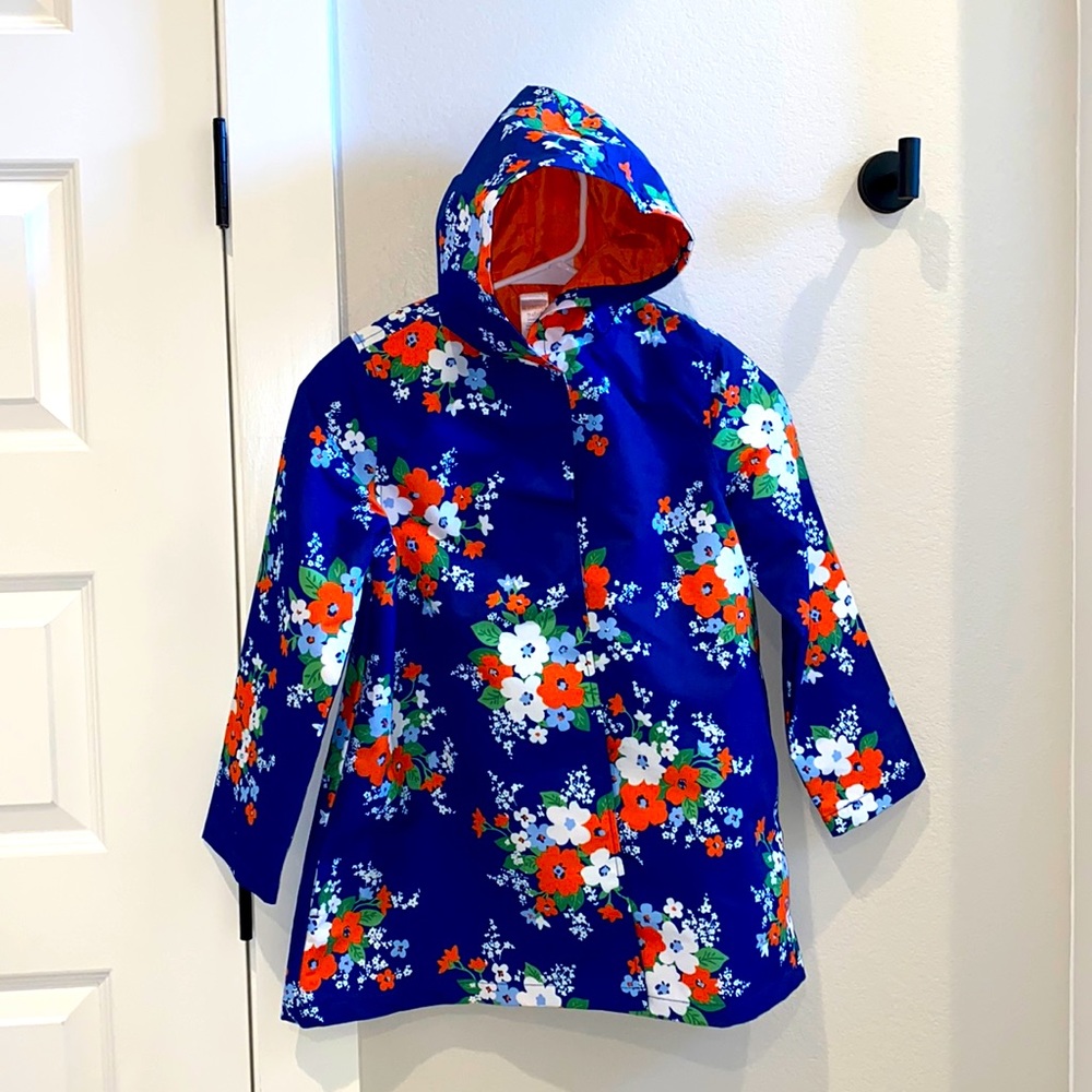 EUC size M 7/8 Gymboree Outlet Floral Flower Raincoat Rain Jacket Coat NWOT
